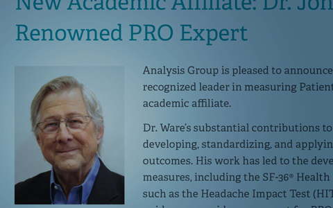 New Academic Affiliate: Dr. John E. Ware, Jr., Renowned PRO Expert