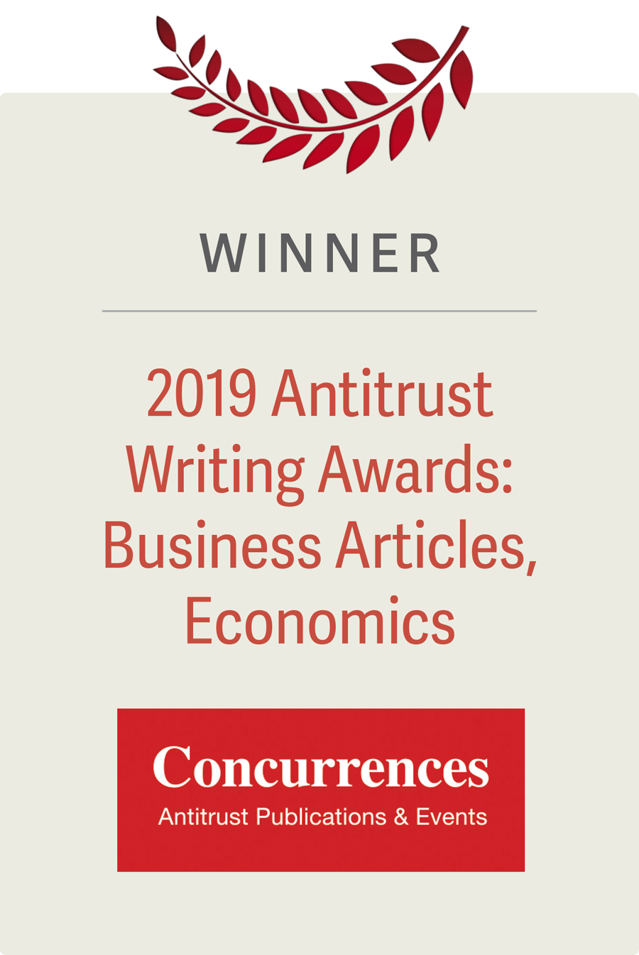 2019 Antitrust Writing Awards - Award Seal